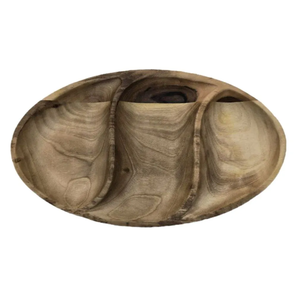 اردوخوری چوبی بیضی طرح موج