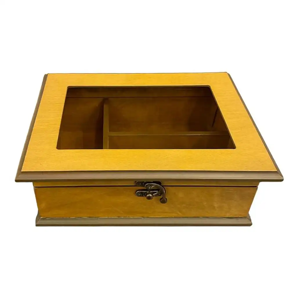 جعبه چوبی تزئینی با درب شیشه ای