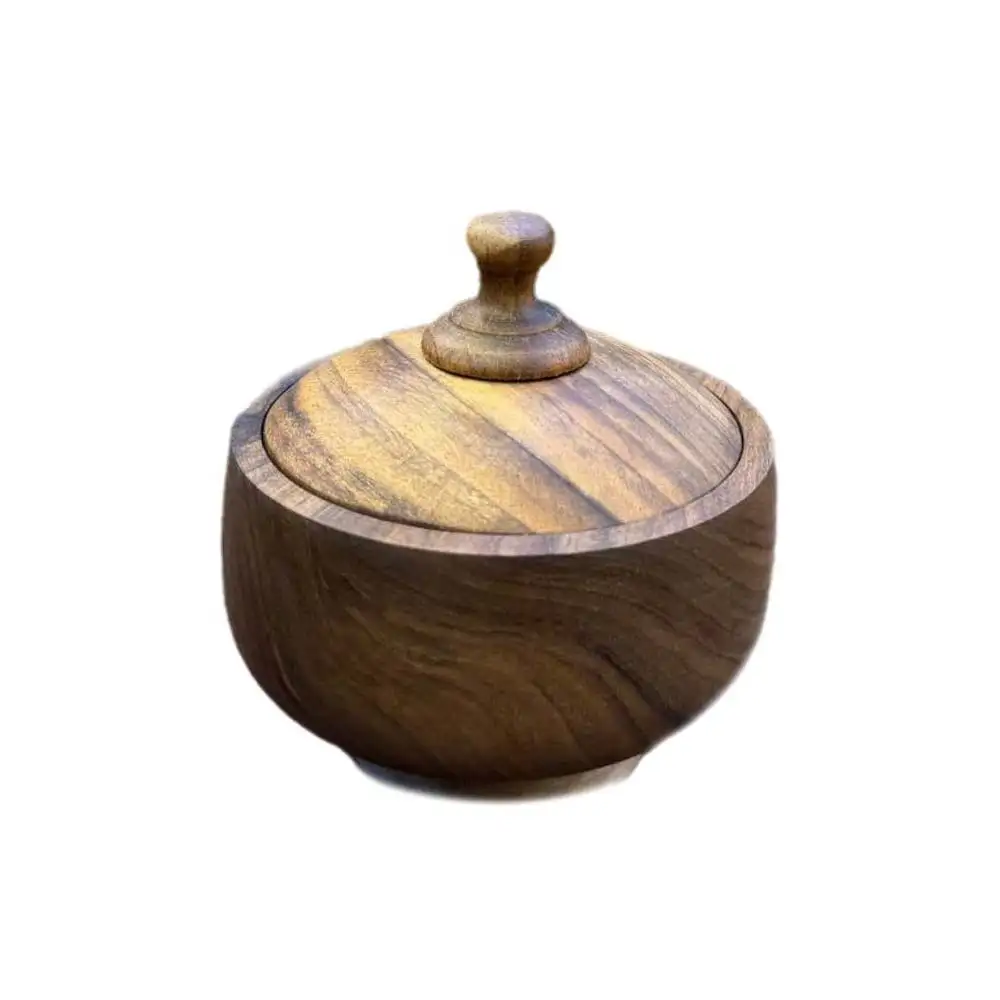 قندان گرد پایه‌دار چوب گردو