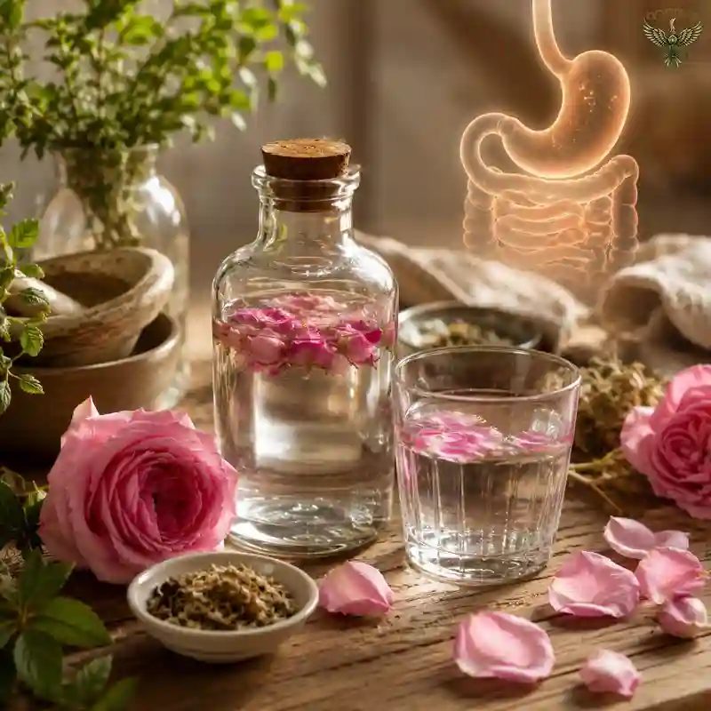 فواید گلاب برای معده و دستگاه گوارش | تأثیر گلاب بر هضم غذا 2 گلاب طبیعی برای آرامش معده و دستگاه گوارش